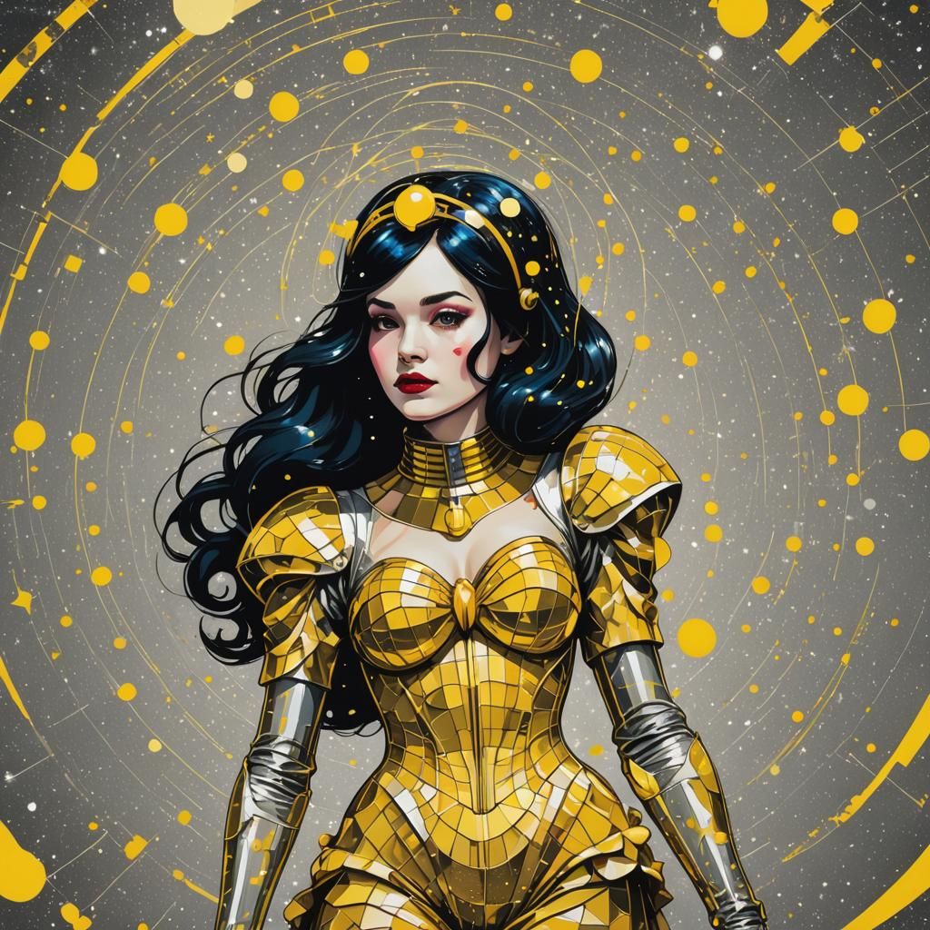 Snow White Cosmonaut Mermaid in Pop Art Style