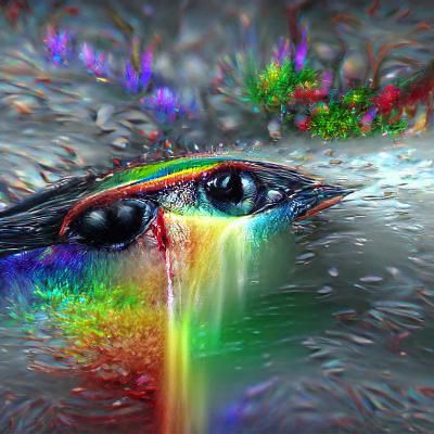 Eye Crying Rainbow Tears: High-Resolution Image