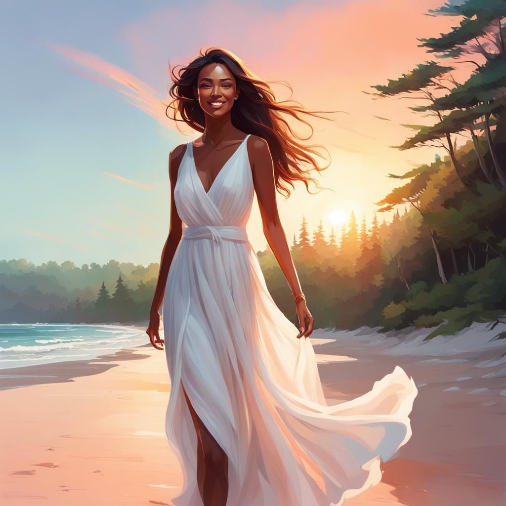 Sunrise Beach Portrait in Fantasy Art Style