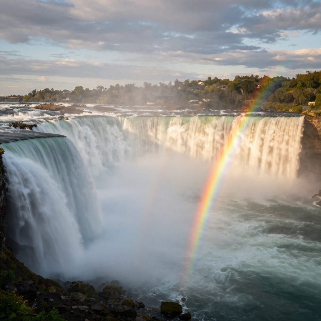 Niagara Falls Sunset with Rainbows