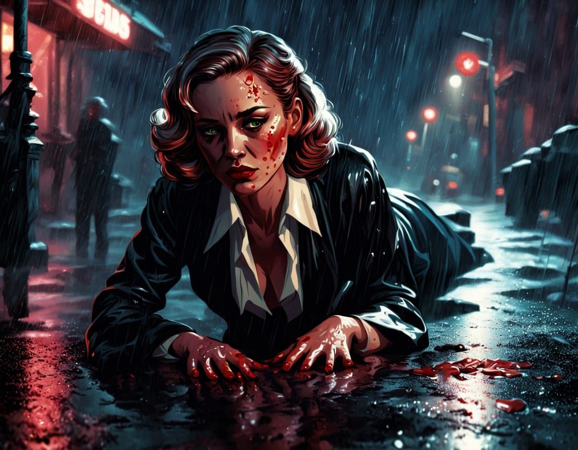 Film Noir Judge's Last Moments in Gritty Crime Scene