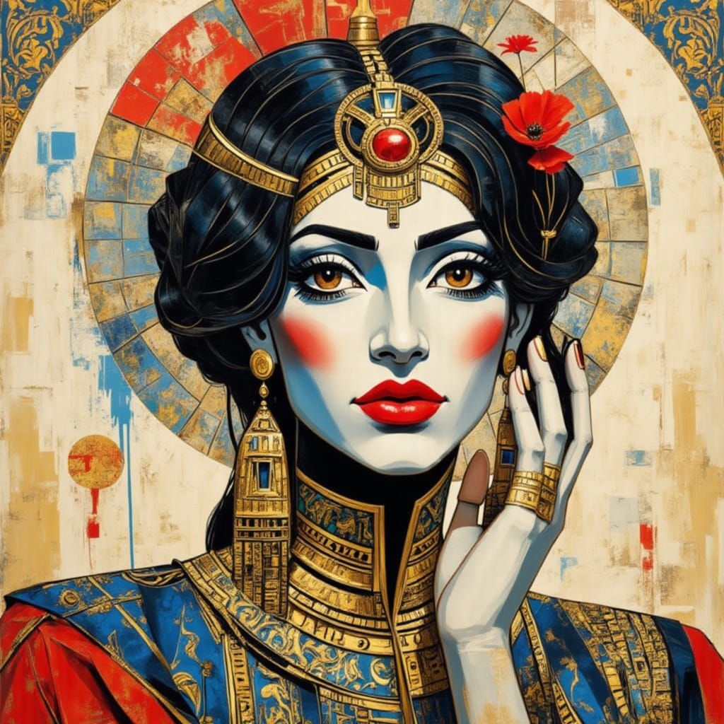 Egyptian Gold Meets Earth and Rose: AI Art