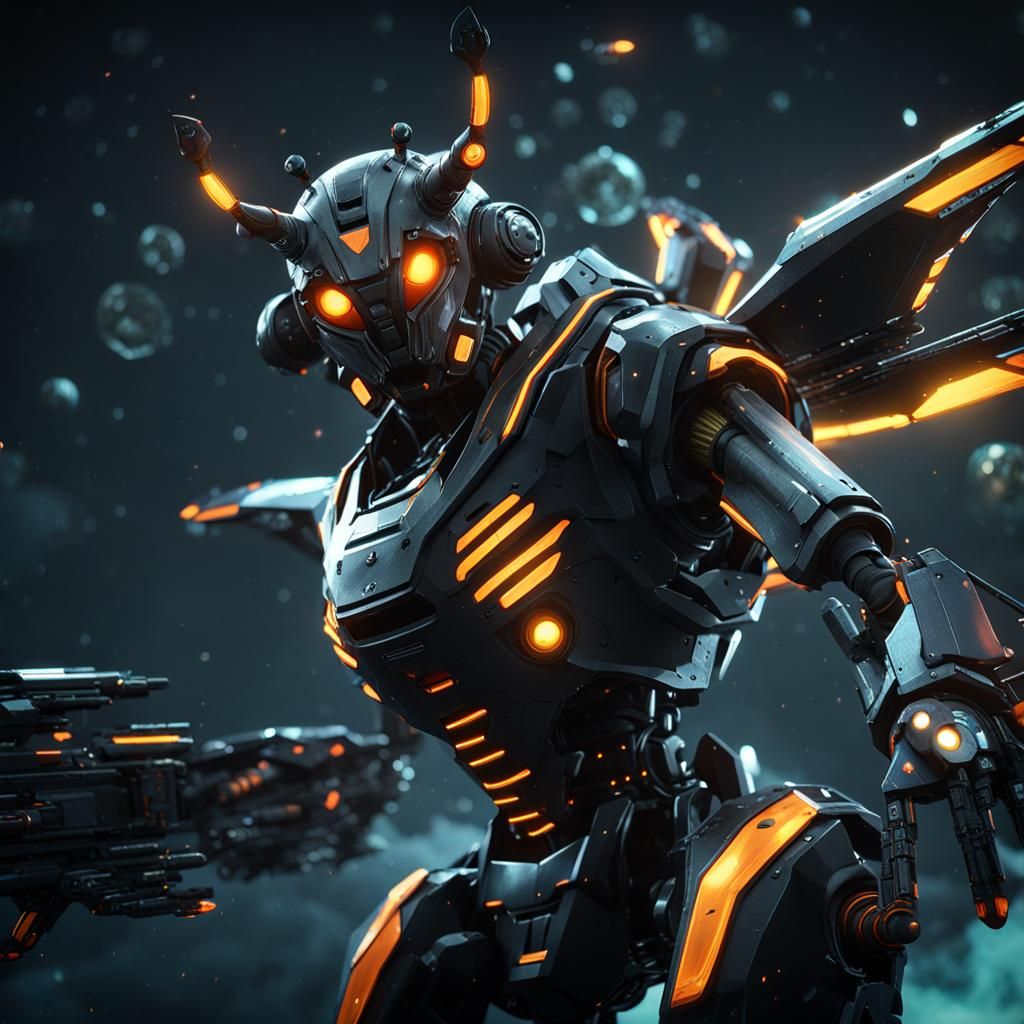 Robotic Wasp and Kraken in Space Battle