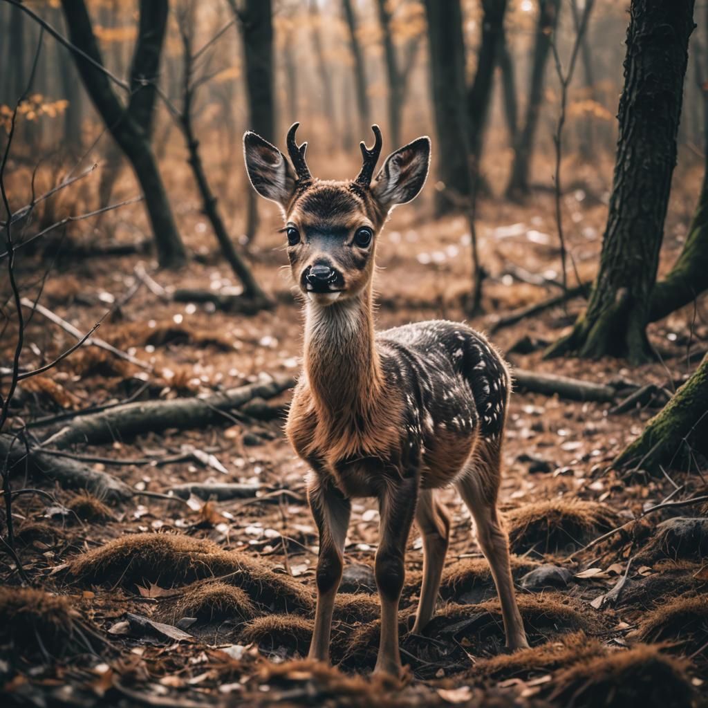 Chibi Baby Deer with Black Antlers