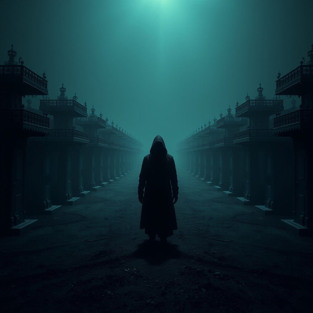 Mysterious Figure in Repeating Structures: Hyperrealistic Im...