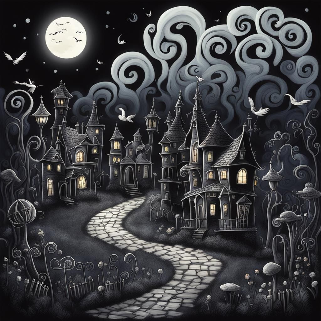 Day Meets Night: A Burtonesque Cartoon Realm