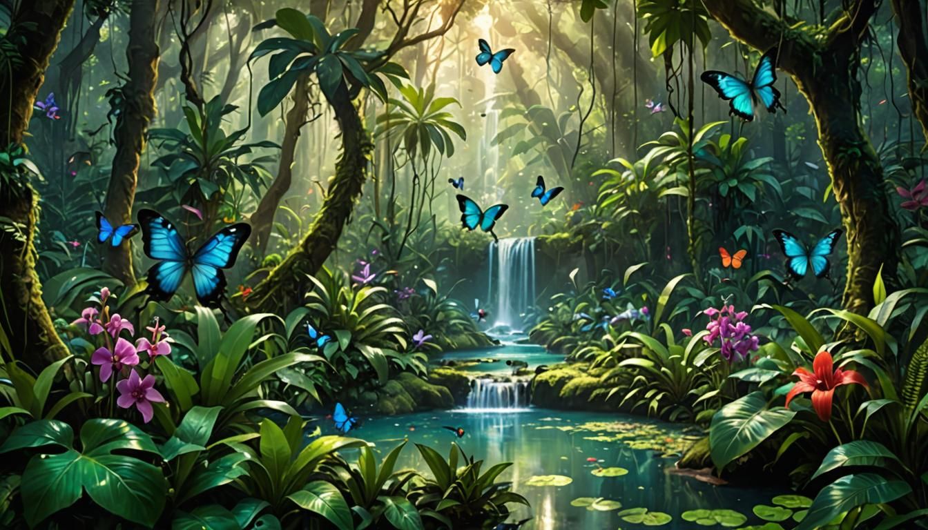 Luminous Tropical Paradise in Photorealistic Style