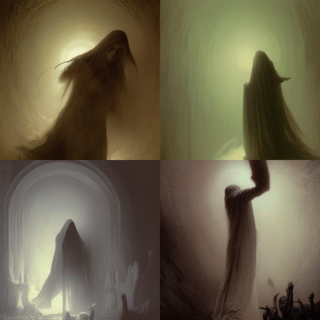 Ethereal Faceless Creature in Gothic Horror Style