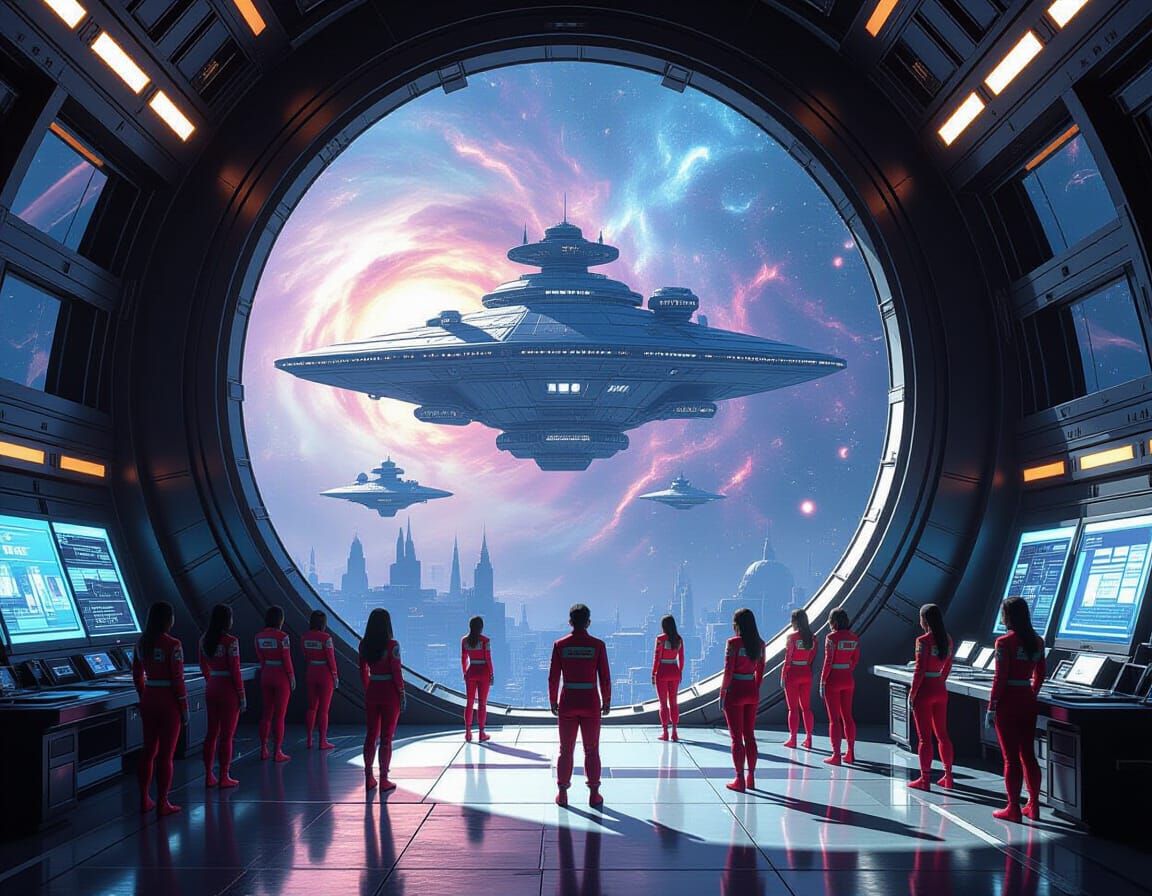 Villain's Space Station Hideout with Nebula Views