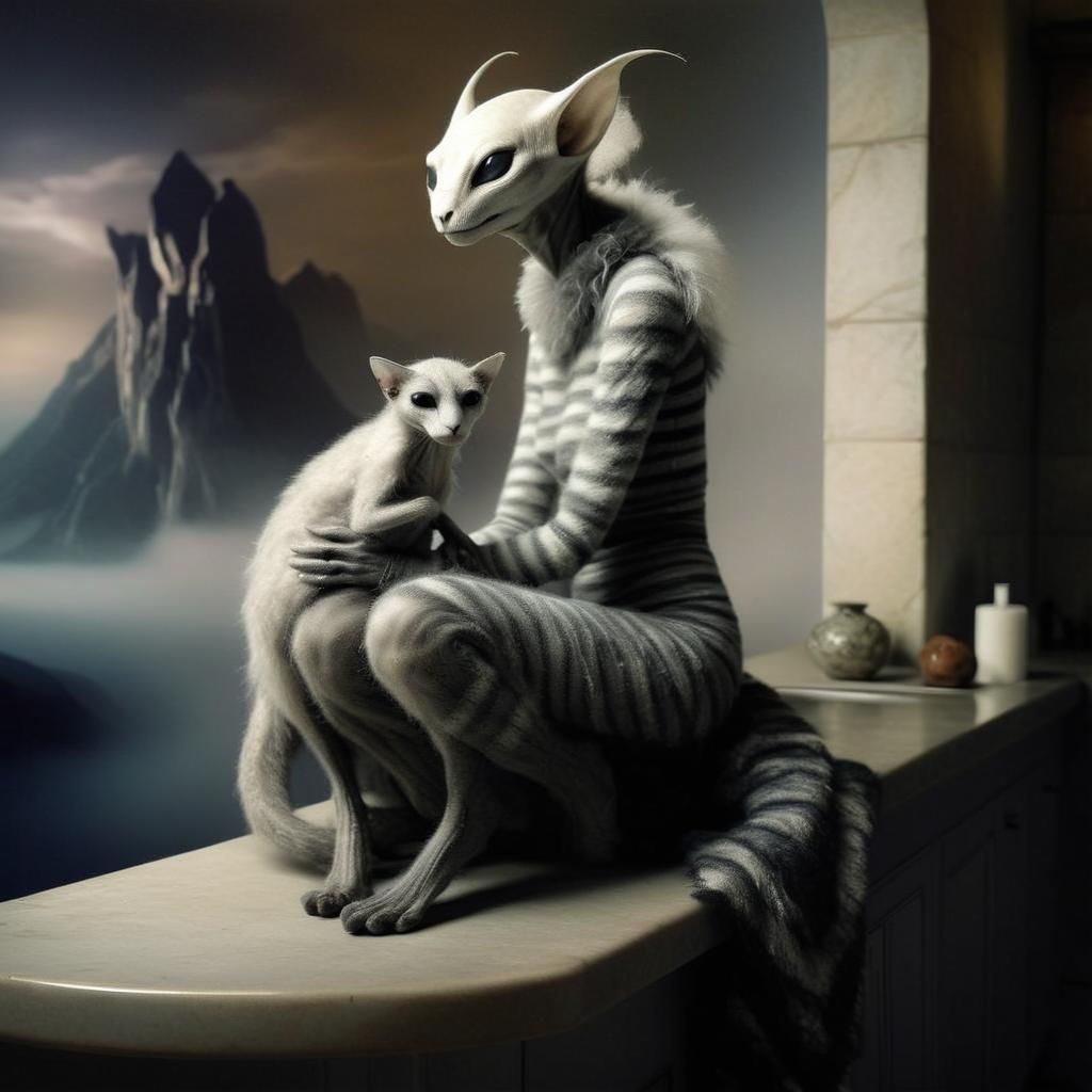 Alien Sylph Creature in Art-Filled Home