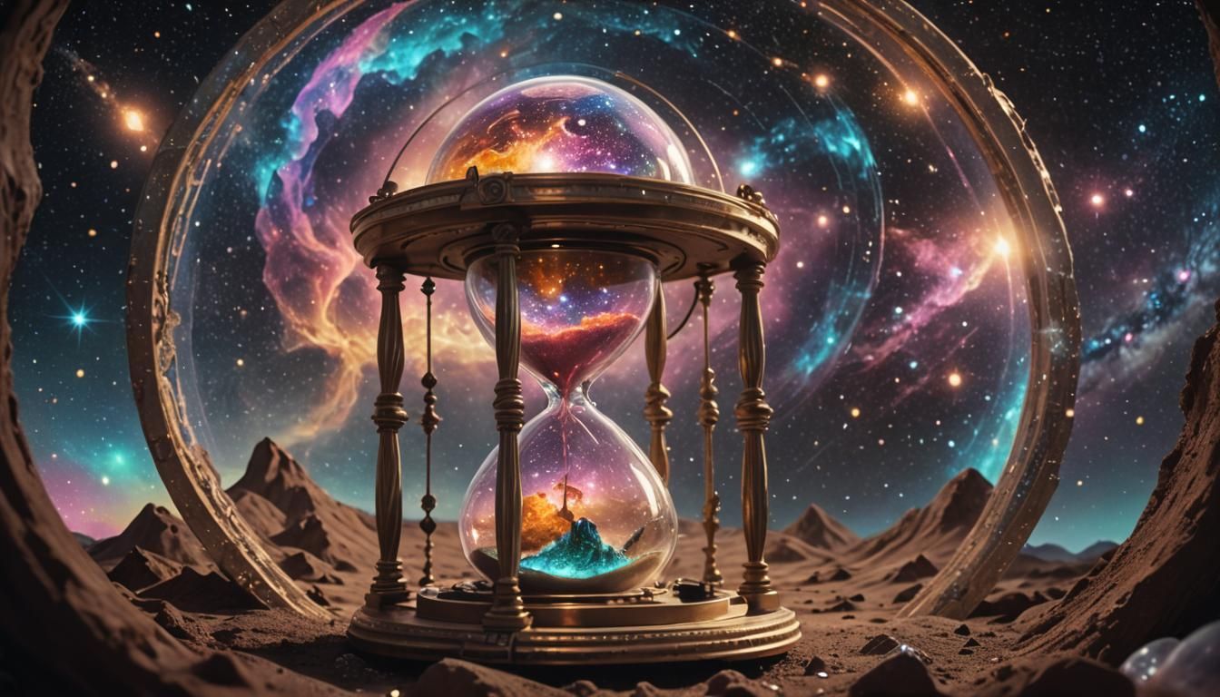 Hourglass Universe: Holographic Astral Illustration