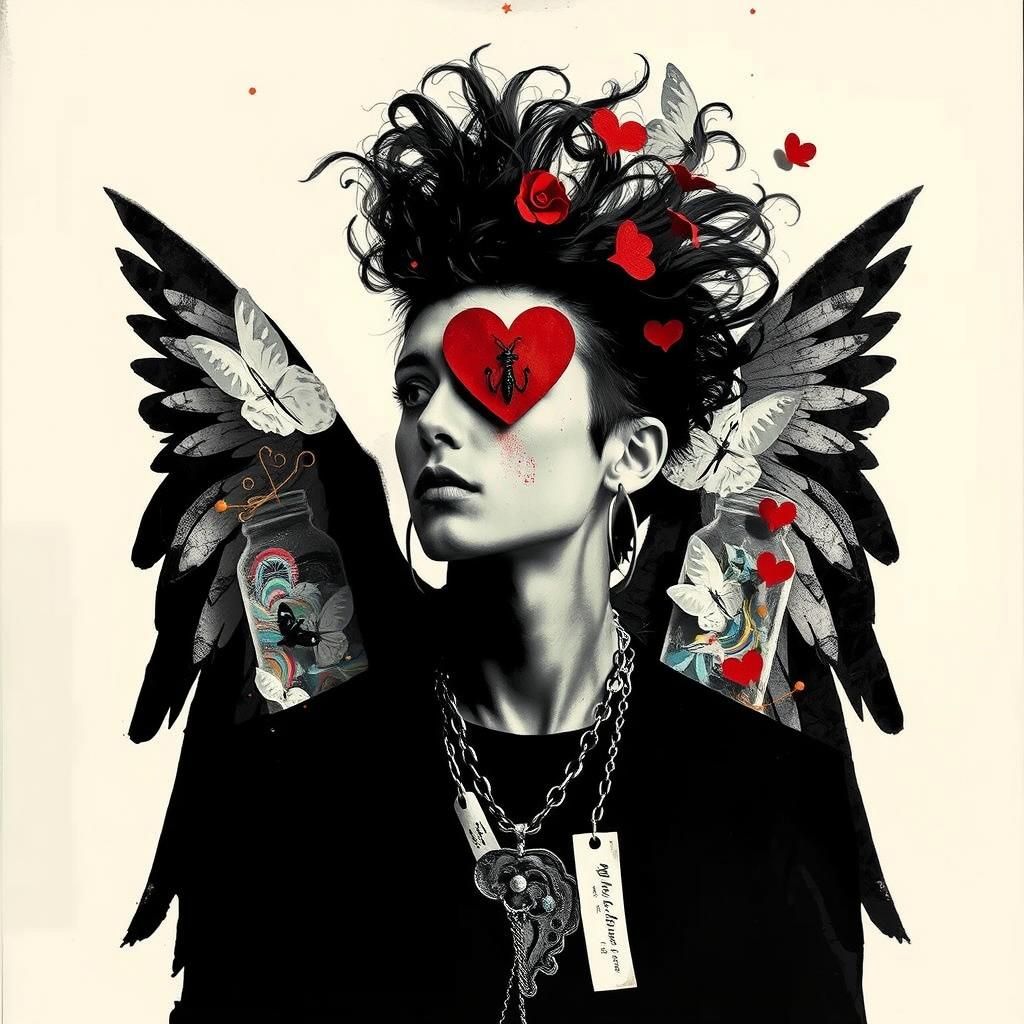 Gothic Creature with Butterflies in Van Gogh Style