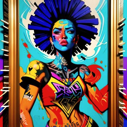 Vibrant Graffiti Art in a Stylized Street Art Style