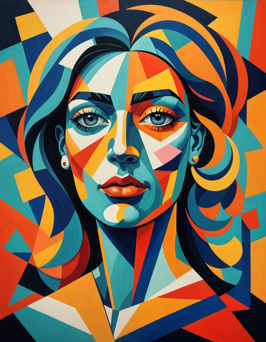 Cubist Expression of Pure Love in Vibrant Colors