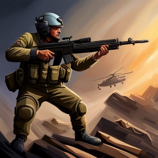 Soldier Fires M60 at Aliens from Helicopter