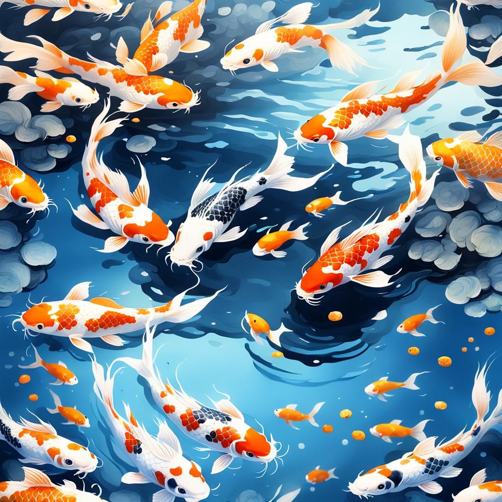 Koi Fish in Traditional Chinese Ink Painting