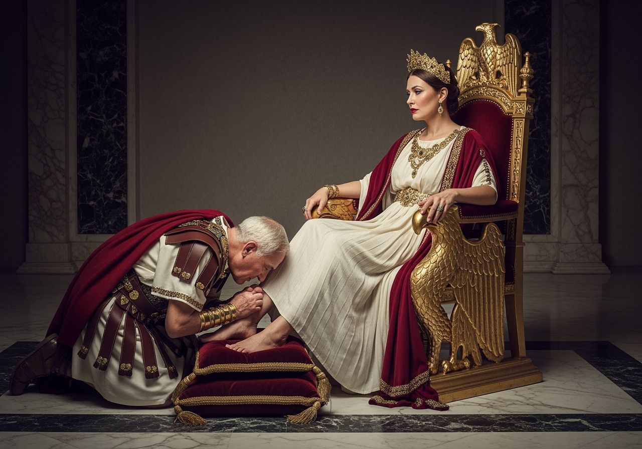 Regal Roman Empress on Gold Eagle Throne