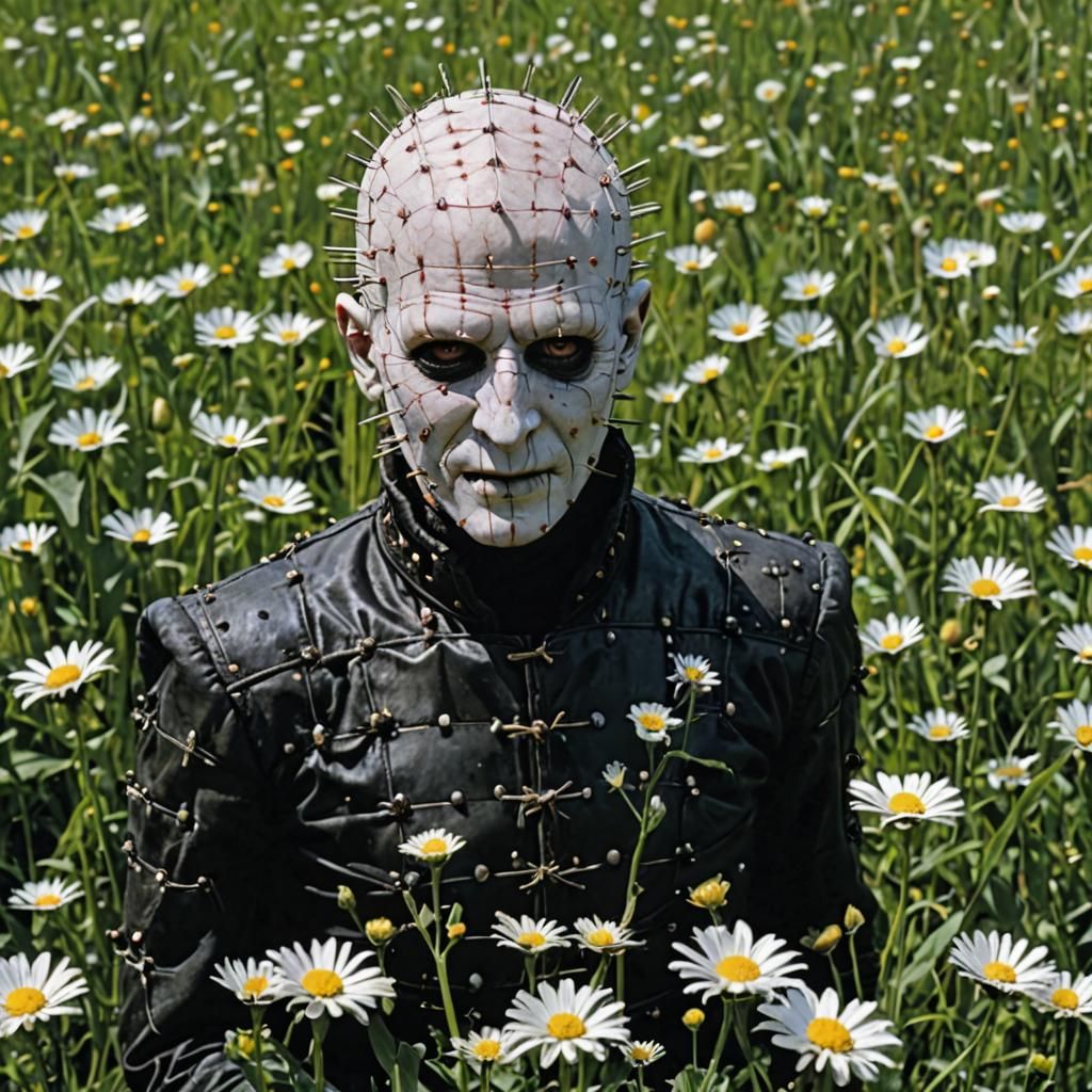 Pinhead Picks Daisies in Flower Field