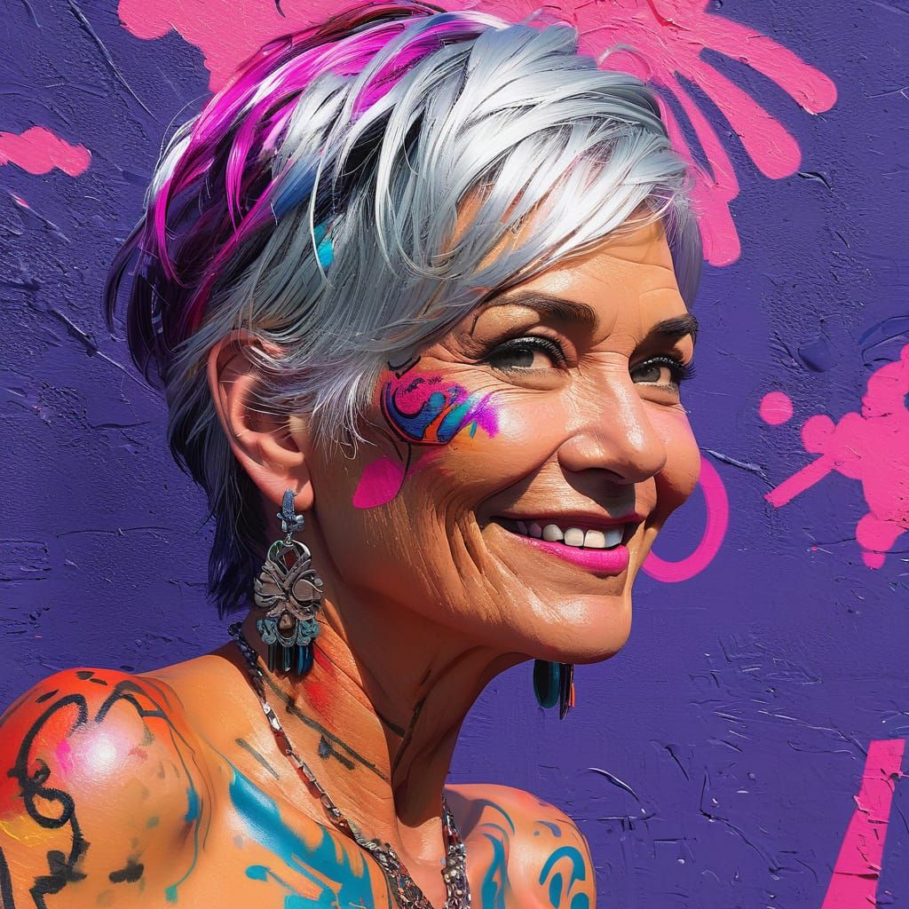 Ethereal Street Art Goddess in Vibrant Graffiti Style