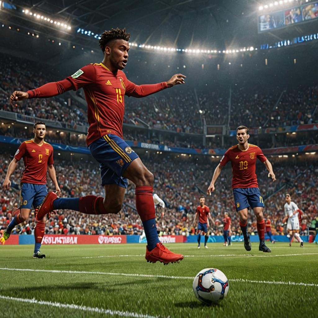 Nico Williams scoring the first goal for Spain at the 47th m...