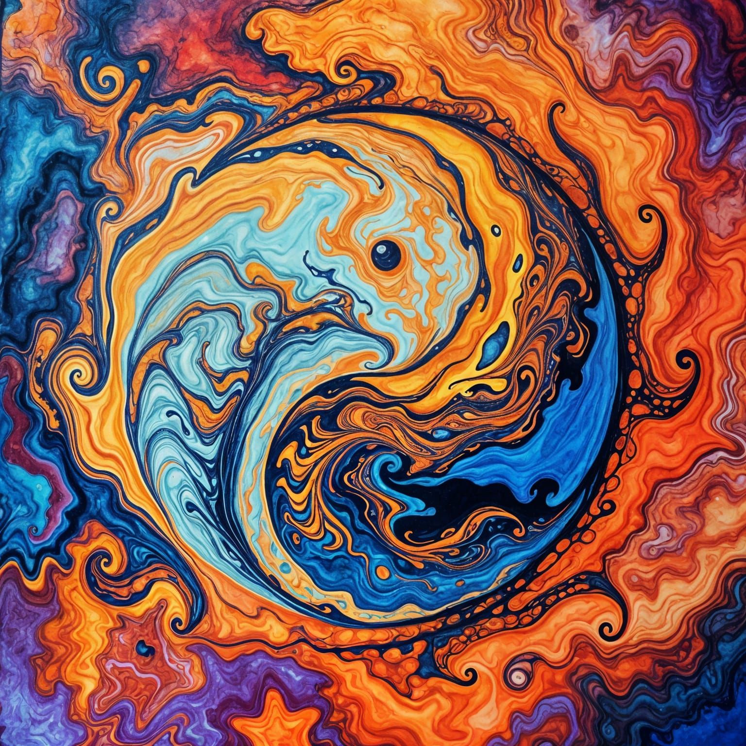 Ethereal Yin and Yang in Intricate Ink Detail