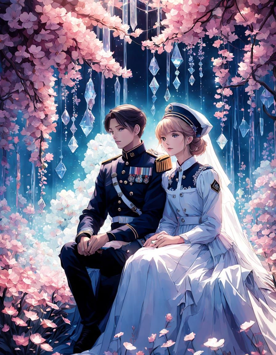 Manga Surrealism: Lovers in Crystal Flower Field