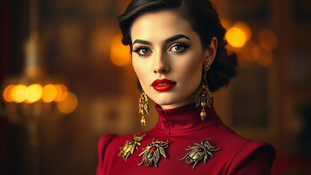 Elegant Beetle-Inspired Portrait in 1969 Mod Attire