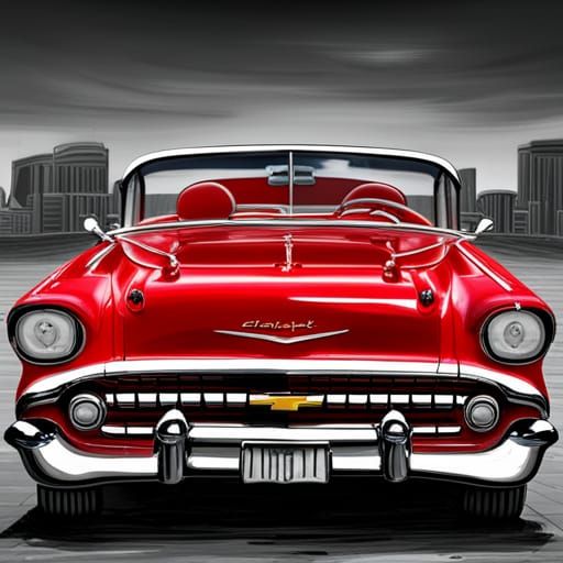 Red 1957 Chevrolet Bel-Air in Graffiti Art Style