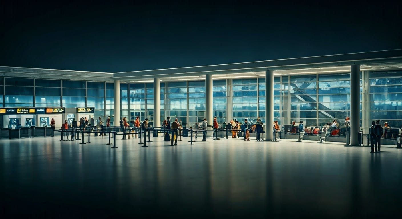 Detailed Miniature Airport Departure Scene in ABS Plastic