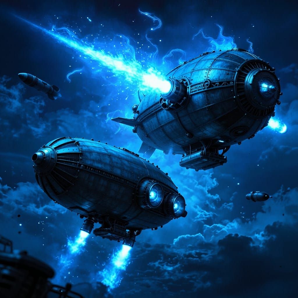 Steampunk Airships Battle in Realistic Cinematic Style