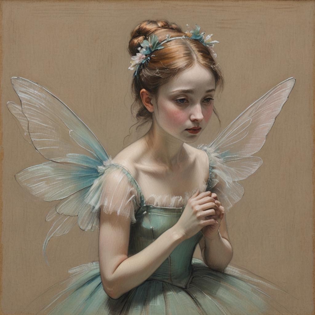 Delicate Fairy Portrait as Pastel Impression