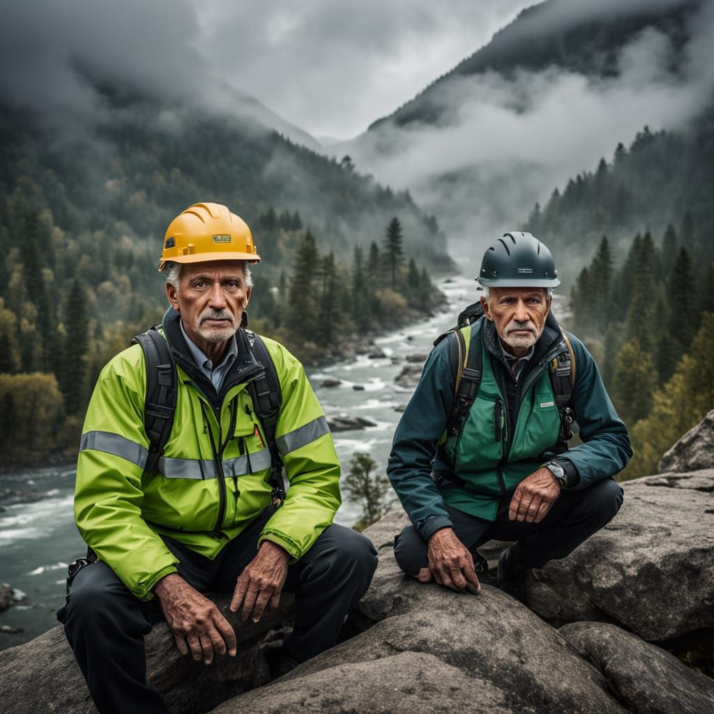 Moody Mountain Geologists in Earthy Tones