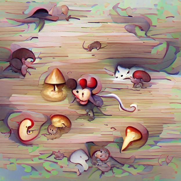 Charming Mice Amongst Colorful Mushrooms