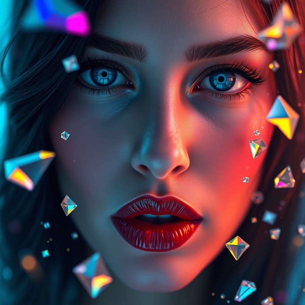Cinematic Hyper-Realistic Portrait with Iridescent Crystals ...
