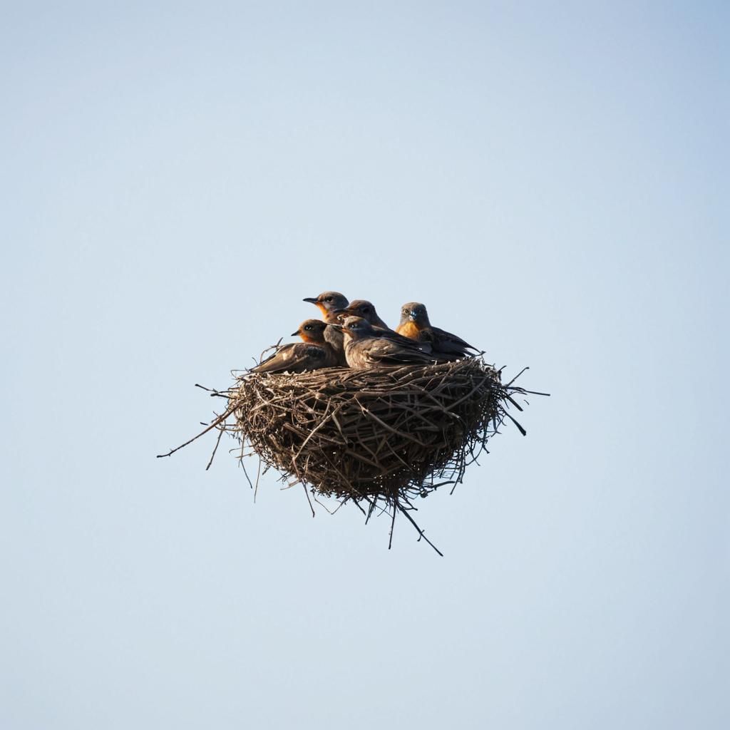 Rare Birds Nest Against Clear Sky