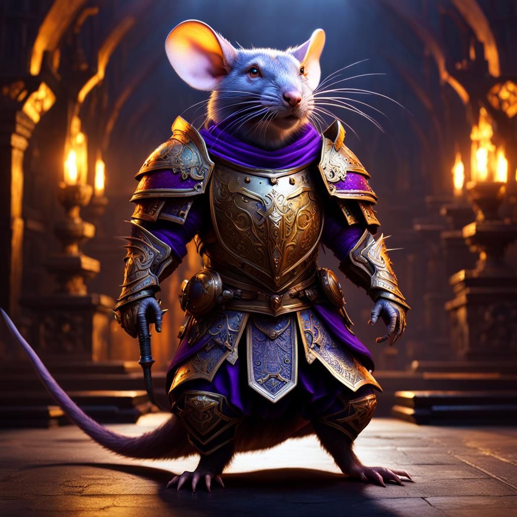 Armored Rat in Dark Fantasy Style