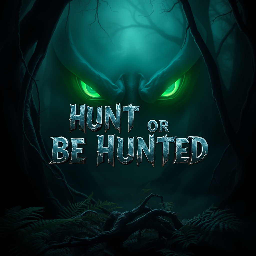 Glowing Predator Eyes in Misty Forest: Splash Art