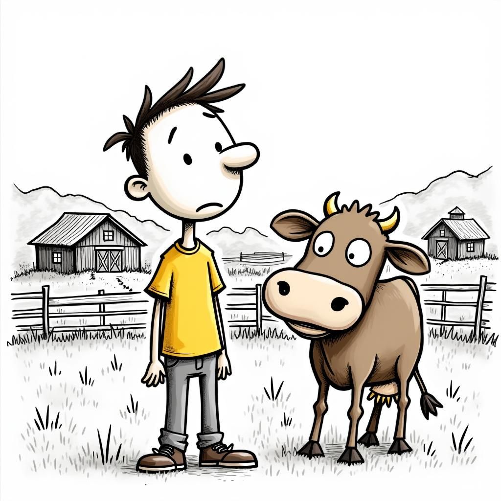 Greg Heffley on the Farm in Wimpy Kid Style