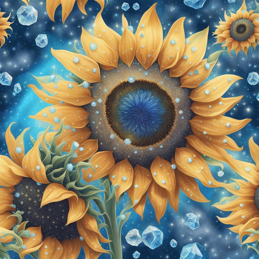 <lora:Texturized:1.0> smiling, euphoric sunflower in a magic...