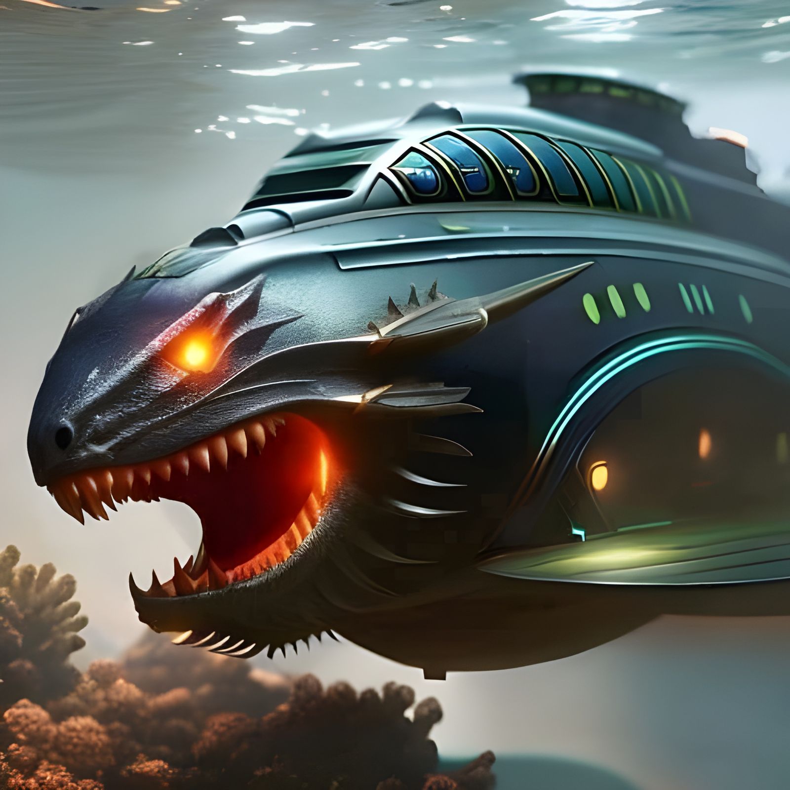 Sci-Fi Submarine Concept Art in 8K