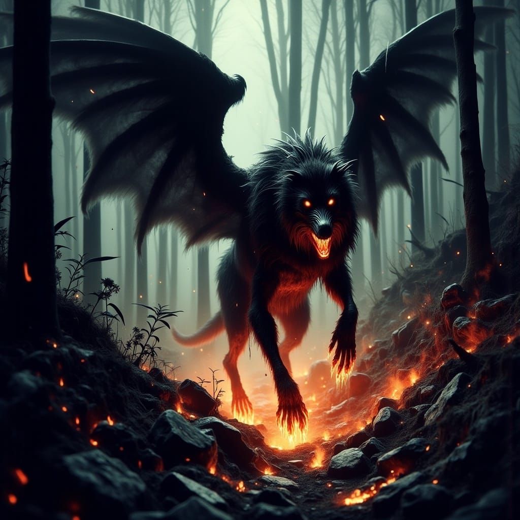 Hellish Canines Unleashed in Dark Fantasy Landscape