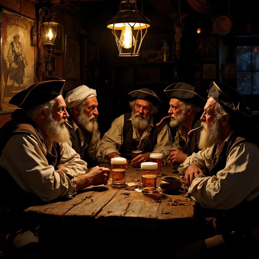 Baroque Sailors Gathered in a Tavern at Sunset