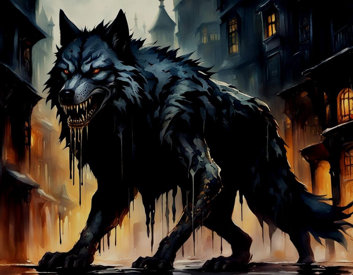 Fearsome Wolf Hybrid Stalks Medieval City Streets