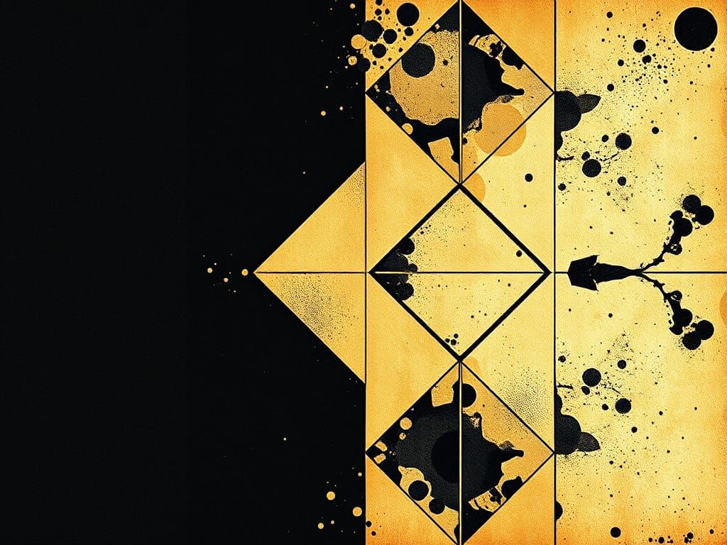 Ethereal Geometric Abstraction in Burnished Gold and Black