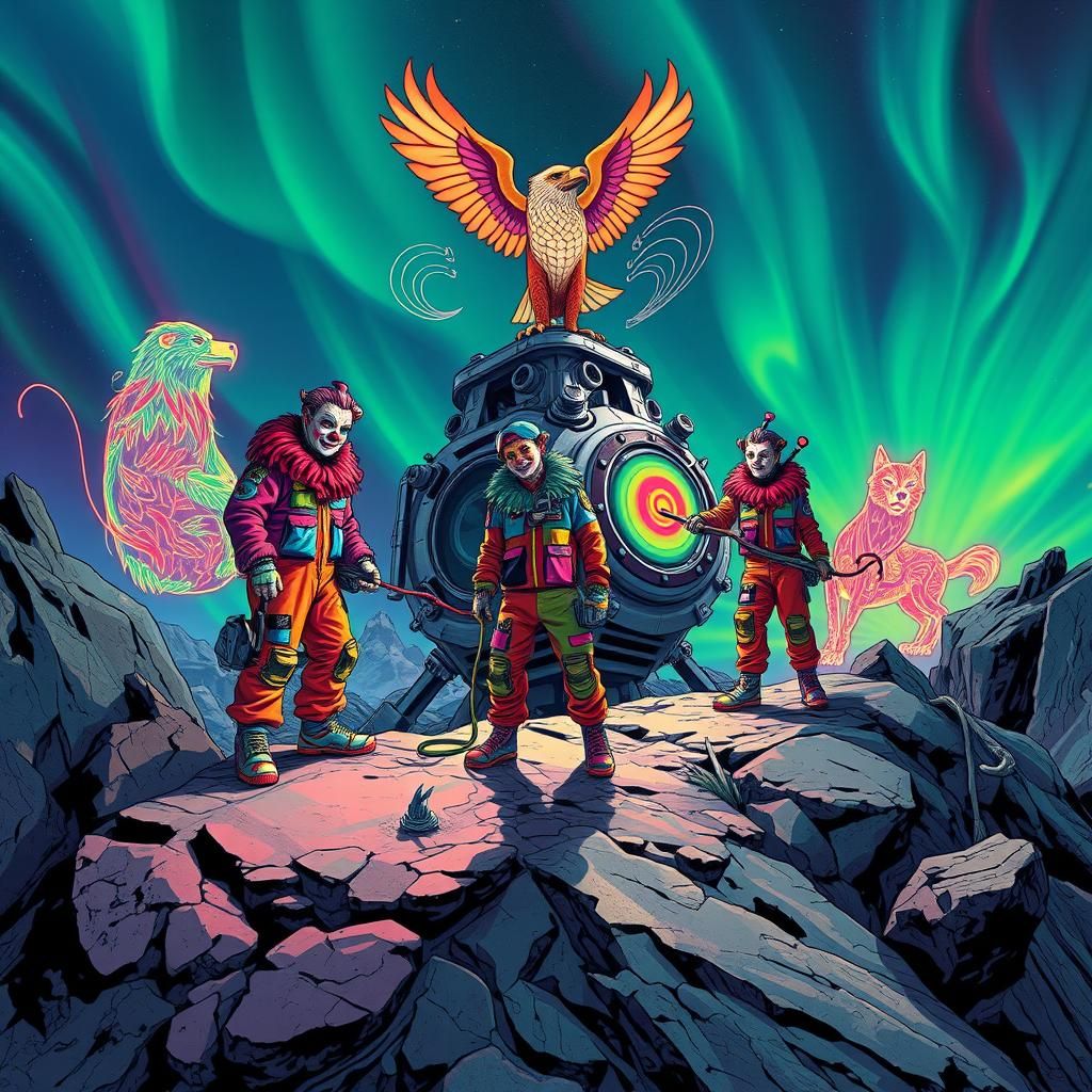 Space Clowns Installing Terraforming Device with Holographic...