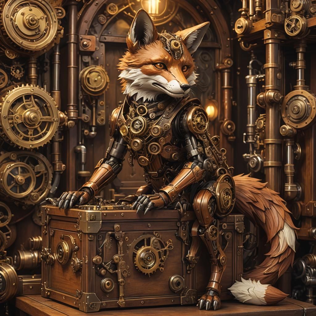Steampunk Robotic Fox Concept Art