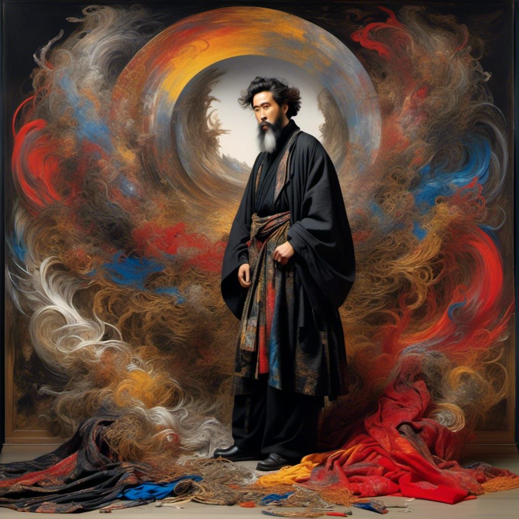 Majestic Chinese Man in Surrealist Art Style