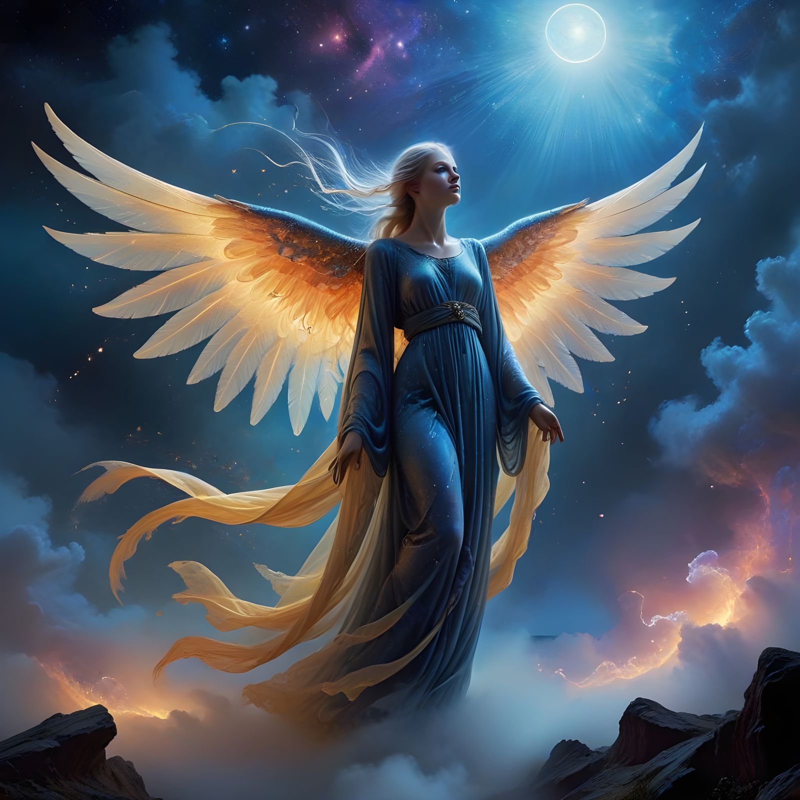 Celestial Guardians in Iridescent Robes, Watching Over the E...