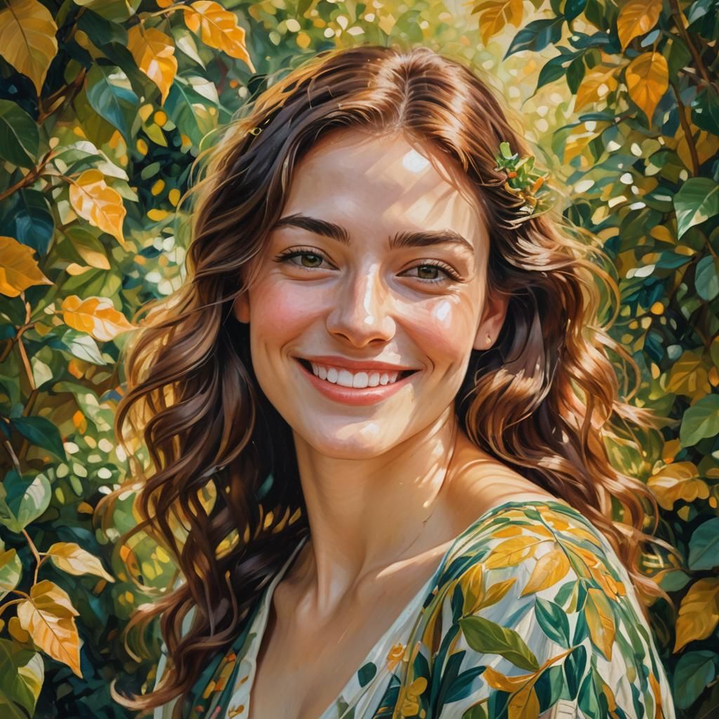 Ethereal Garden Goddess in Soft Focus Oil Painting