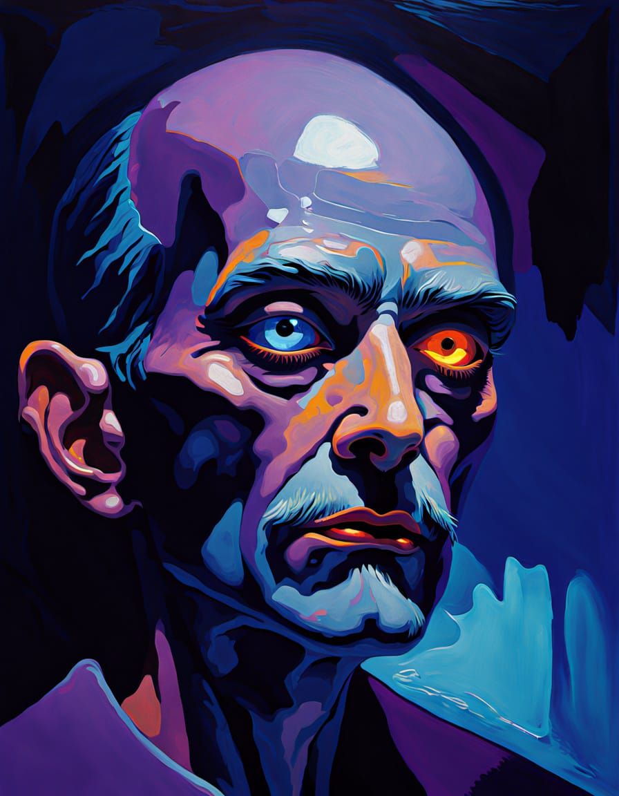 LOAB in Dark Room: Surrealist Oil Painting